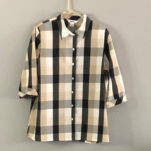 Alia Tops - Alia 18W Poly Cotton Blend Checkered Career Top